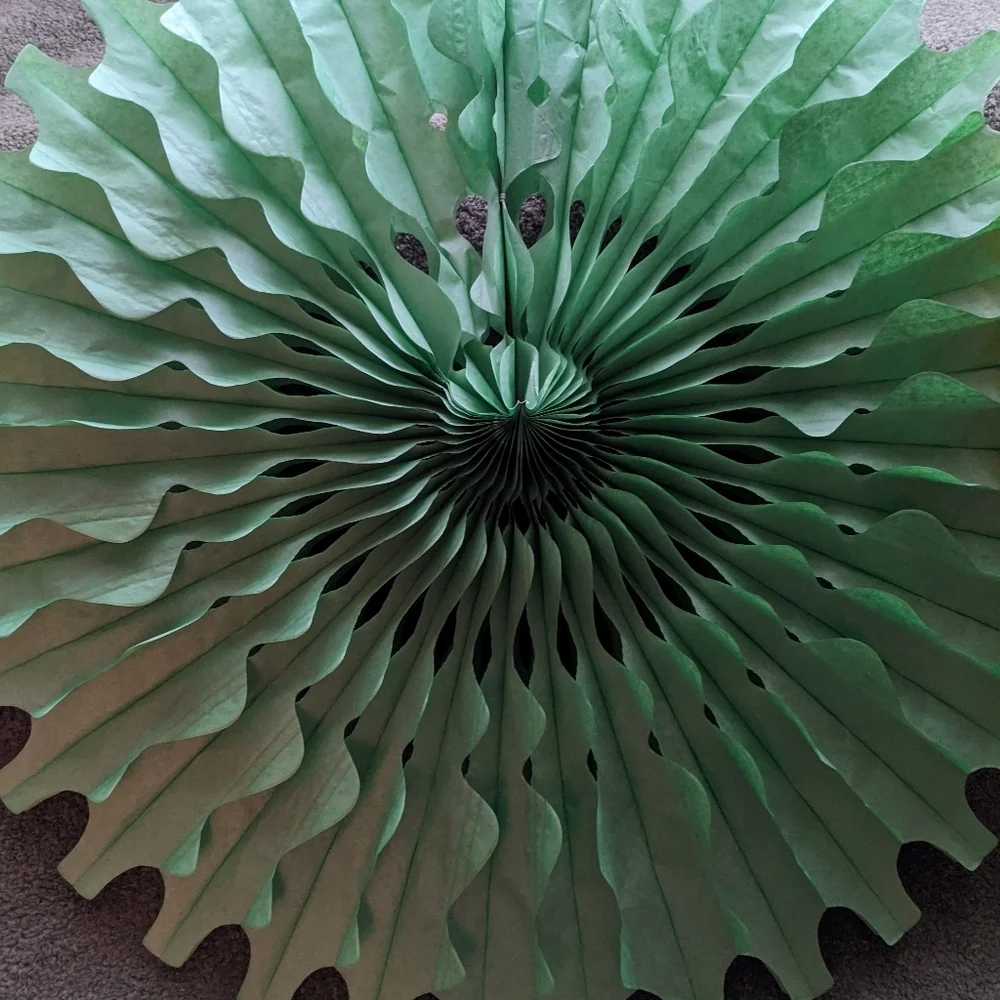 Green & Yellow Tissue Paper Fan Party Decoration